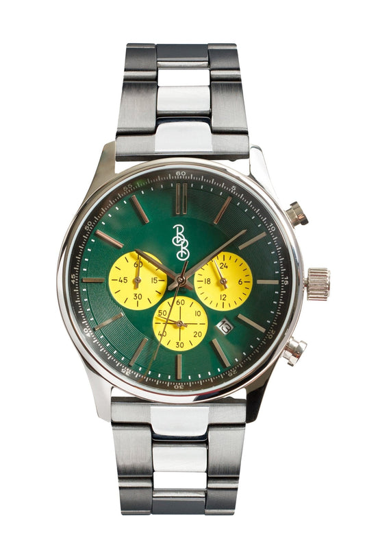 Green and Yellow Chronograph. The Beyond Boring Watch Co.