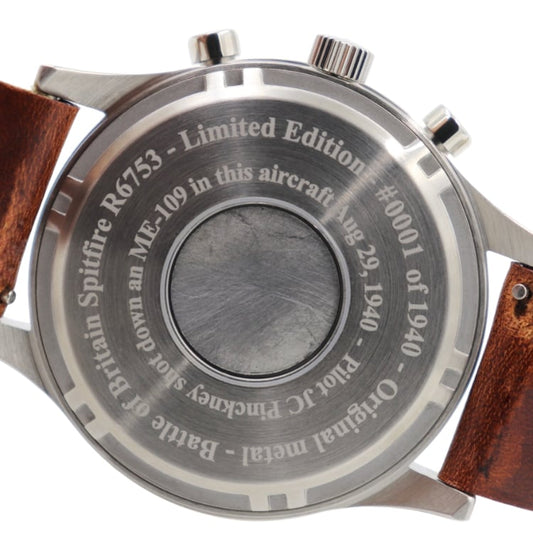 R6753 - Our Spitfire R6753 Tribute - Stainless Steel, Brush Finish, Brown Leather Band