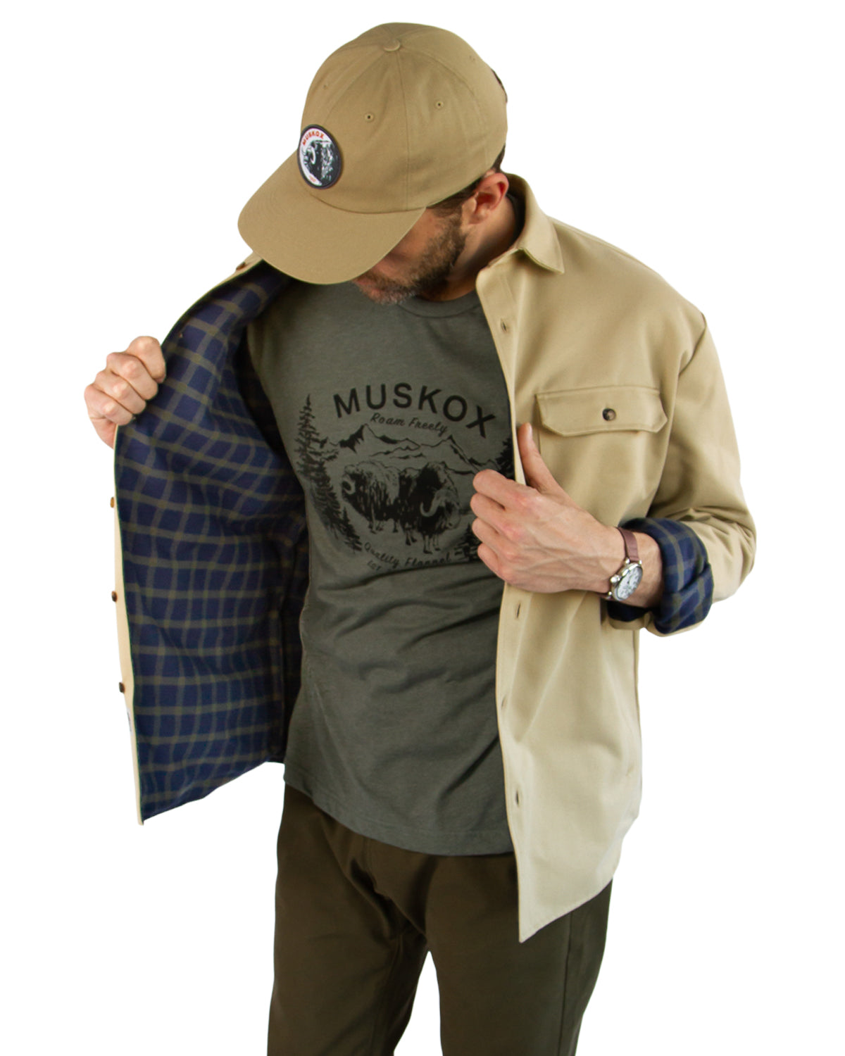 Lined Yukon Flannel Shirt Jacket Tan Heavyweight Cotton