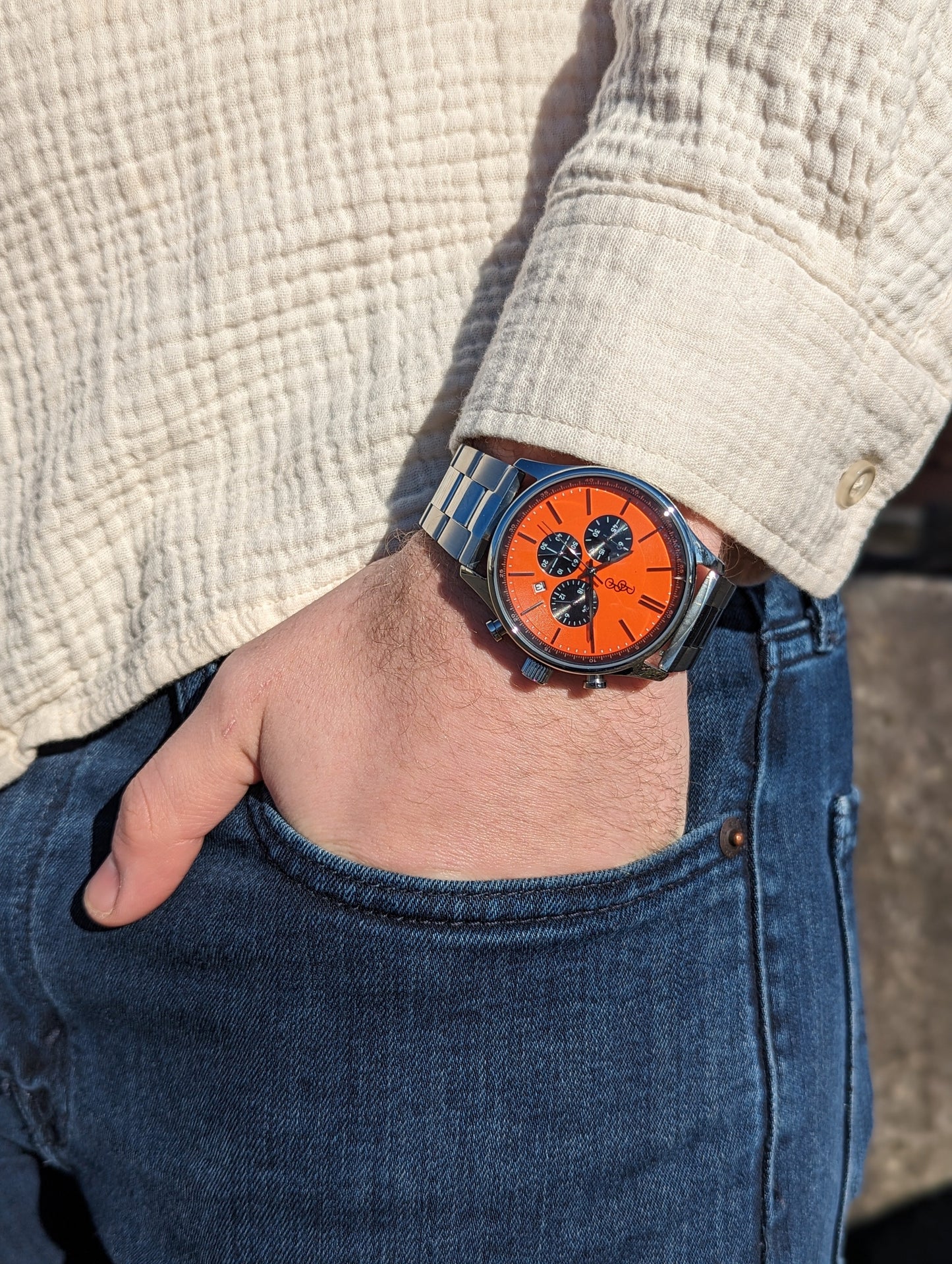 Orange and Black Chronograph. The Beyond Boring Watch Co.
