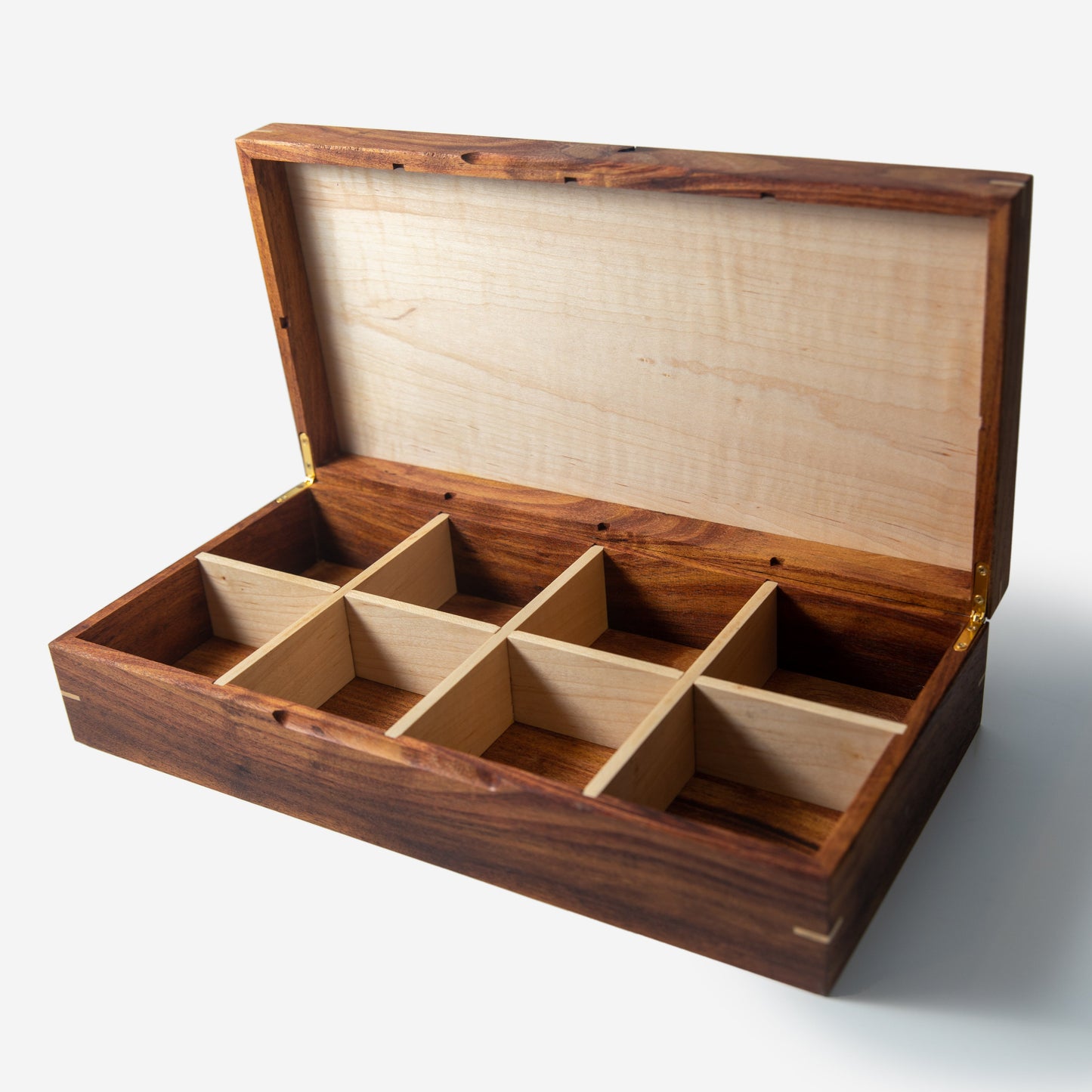 Watch Box - Desert Mesquite and Curly Maple - 8 Watch Compartments