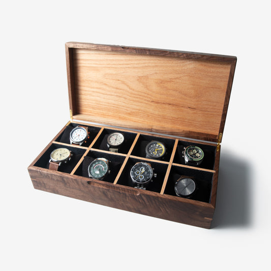 Watch Box - Black Walnut and Oak - 8 Compartments