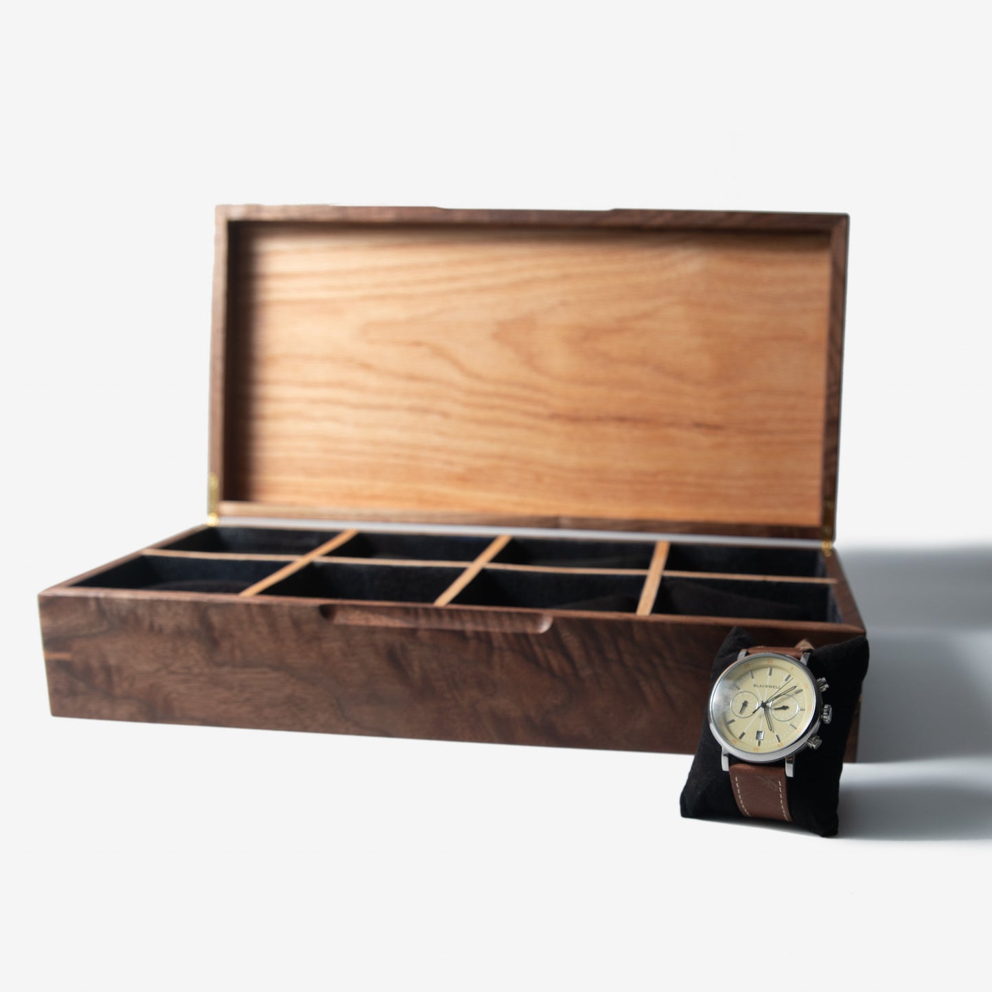 Watch Box - Black Walnut and Oak - 8 Compartments