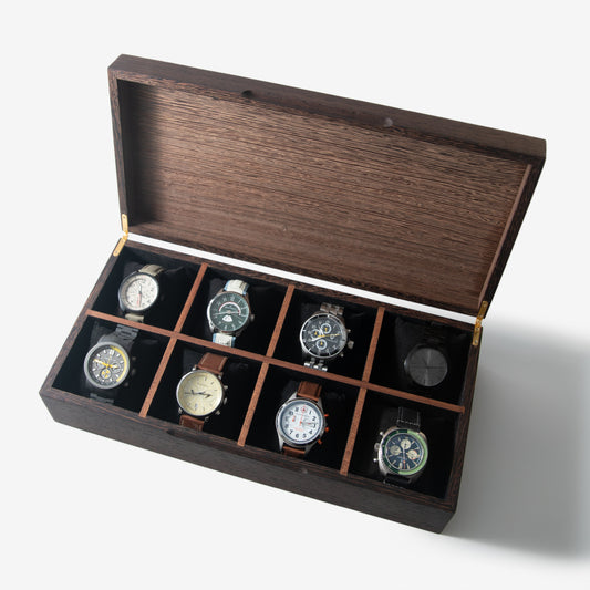 Watch Box - Wenge Hardwood - 8 Watch Compartments