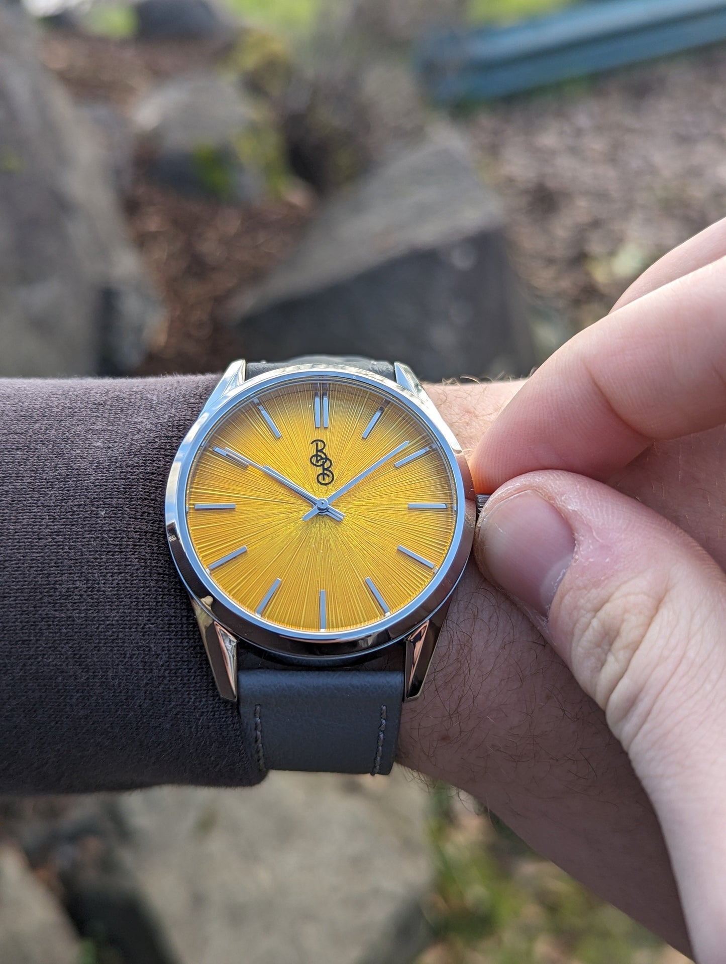 Yellow Sunburst Watch. The Beyond Boring Watch Co.