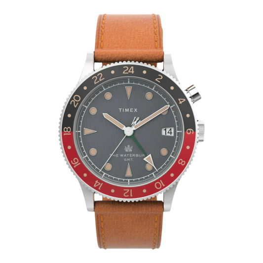 Timex Waterbury Traditional GMT 39mm Men Watch Stainless Steel/Tan/Black