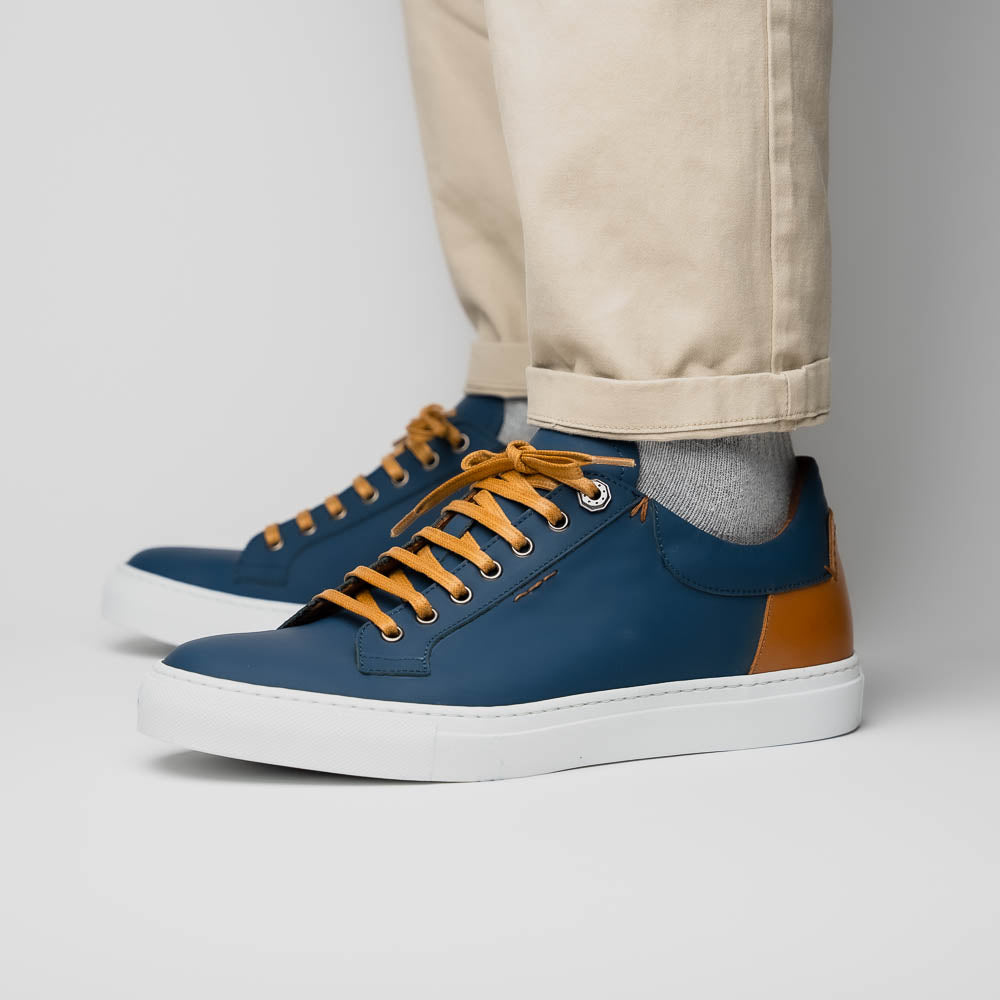 Diaz Rubberized Calfskin Sneaker Navy 65-229-NVY Italy