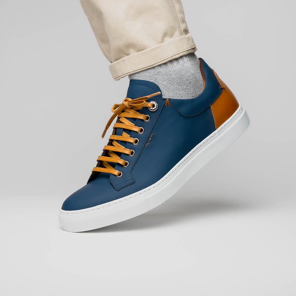 Diaz Rubberized Calfskin Sneaker Navy 65-229-NVY Italy