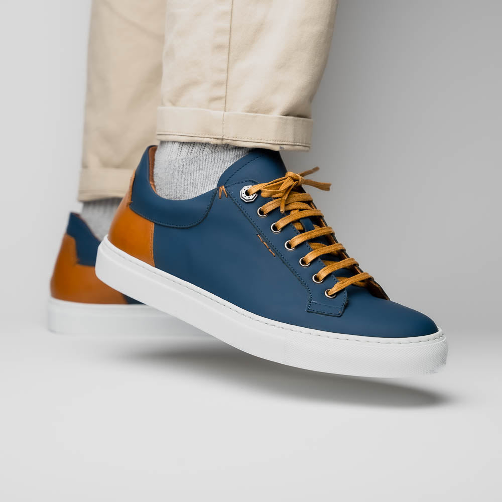 Diaz Rubberized Calfskin Sneaker Navy 65-229-NVY Italy
