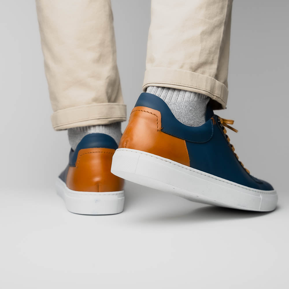 Diaz Rubberized Calfskin Sneaker Navy 65-229-NVY Italy