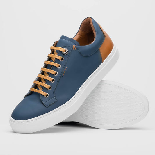 Diaz Rubberized Calfskin Sneaker Navy 65-229-NVY Italy