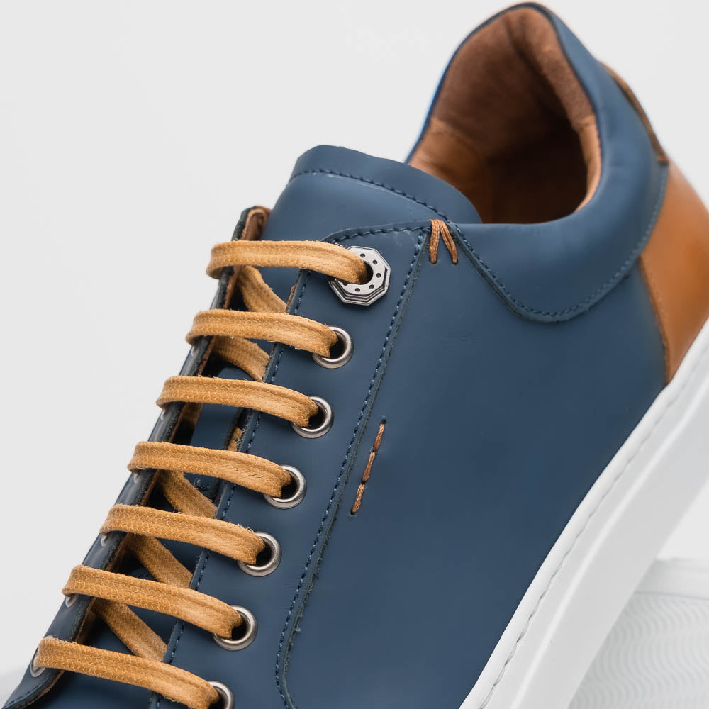 Diaz Rubberized Calfskin Sneaker Navy 65-229-NVY Italy