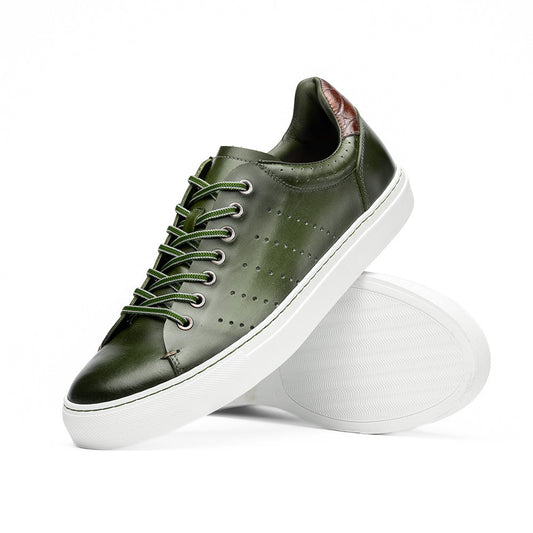 Russo Burnished Olive Italian Calfskin Shoes Handmade